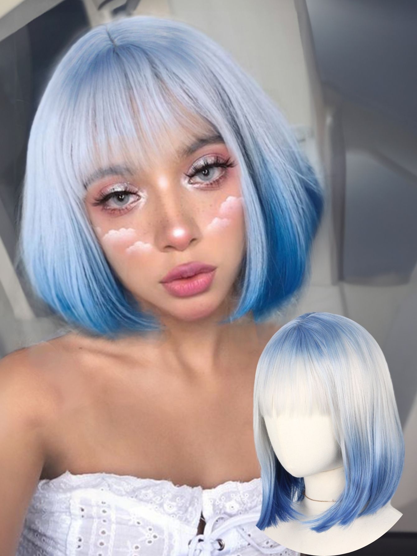 Blue and White Gradient Short  - مراجعة Lifestyle In Korean وسعره